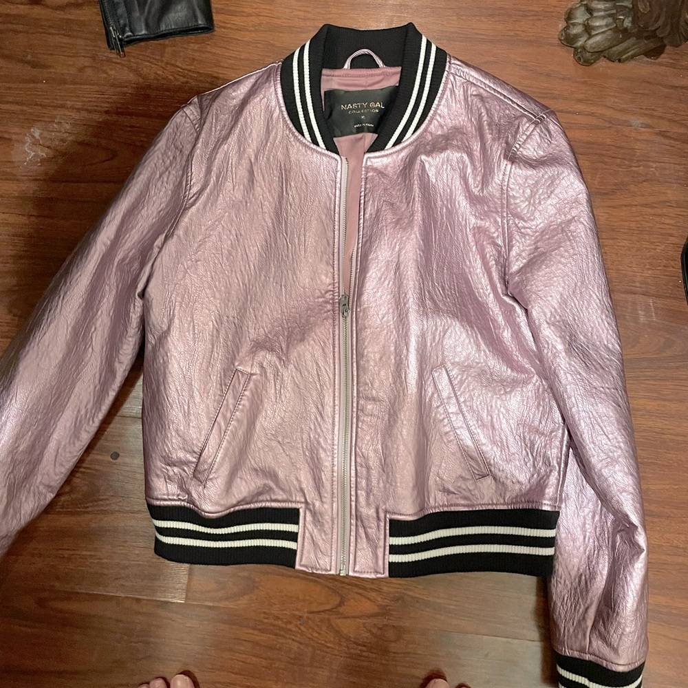 Shiny Pink varsity jacket